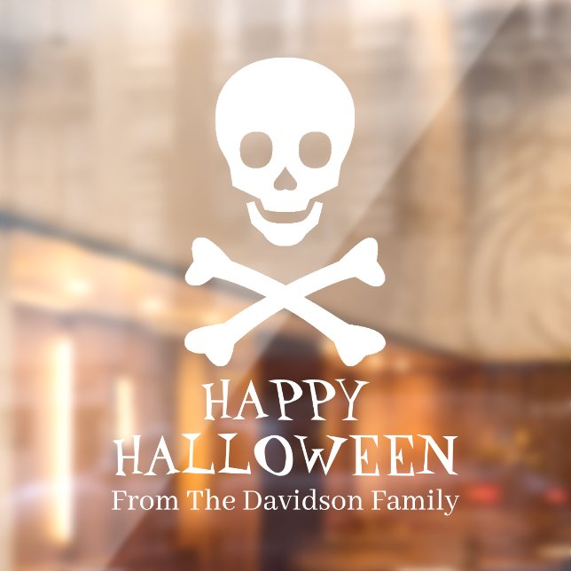 Autocollant Pour Fenêtre Happy Halloween squelette crâne blanc personnalisé (Feuille 2)