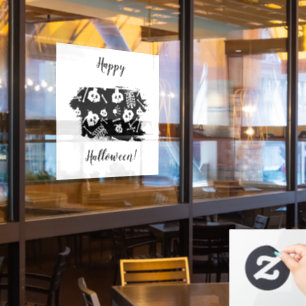 Autocollant Pour Fenêtre Happy Halloween squelette Motif os crâne