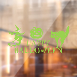 Autocollant Pour Fenêtre Happy Halloween vert peur Maison mignonne