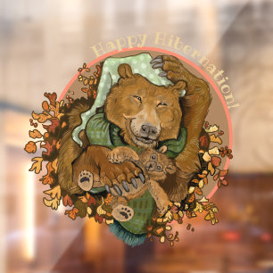 Autocollant Pour Fenêtre Happy Hibernation Cendly Bear Cling Fenêtre