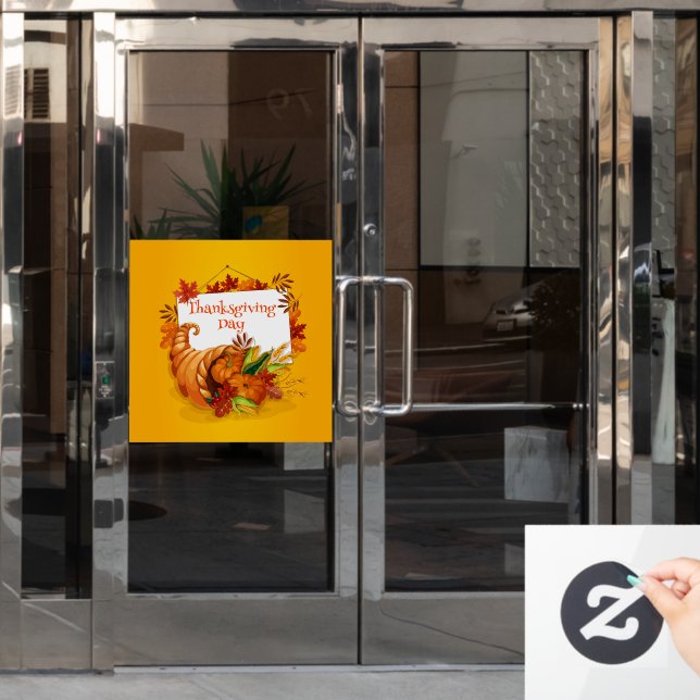 Autocollant Pour Fenêtre Happy Thanksgiving (Porte de bureau)