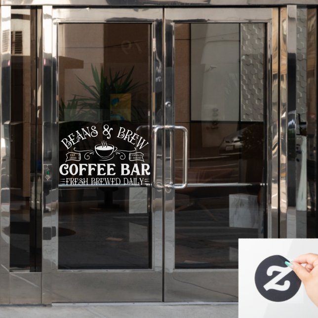 Autocollant Pour Fenêtre Haricots et brasserie Bar à café Business (Porte de bureau)