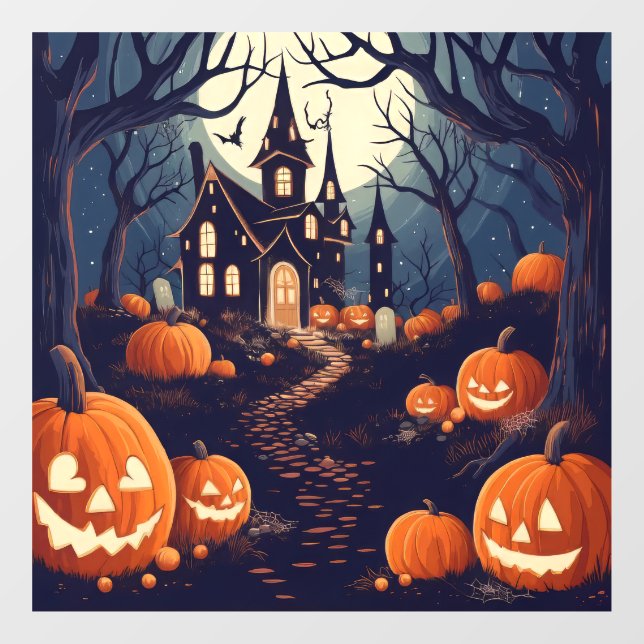 Autocollant Pour Fenêtre Haunted Halloween Cling fenêtre (Feuille)