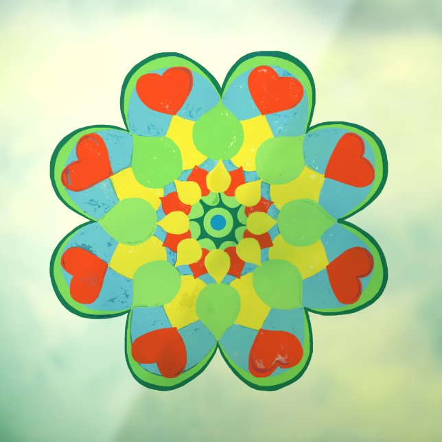 Autocollant Pour Fenêtre Heart Mandala (Feuille 3)