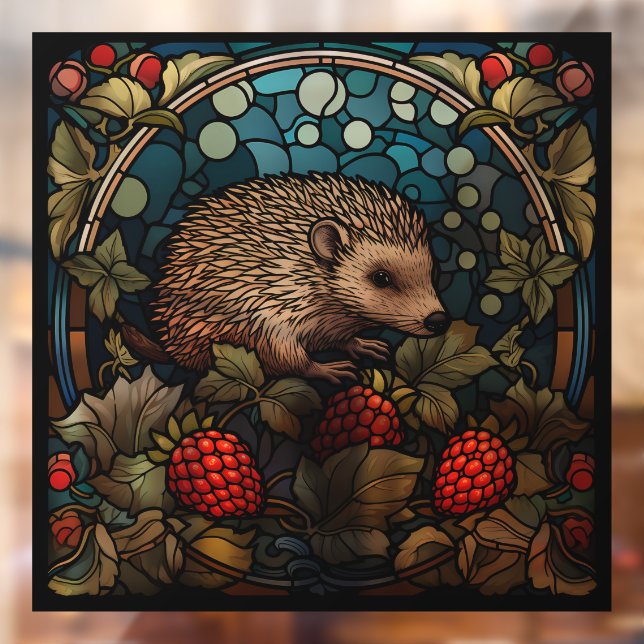 Autocollant Pour Fenêtre Hérisson et framboises en verre de fond (Feuille 2)