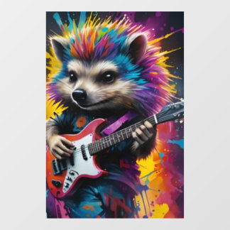 Autocollant Pour Fenêtre Hérisson joue de la guitare, graffiti rock