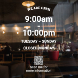 Autocollant Pour Fenêtre Heures de grandes boutiques blanches modernes avec