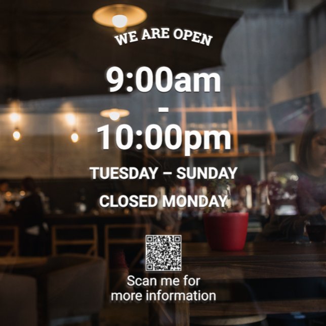 Autocollant Pour Fenêtre Heures de grandes boutiques blanches modernes avec (Créateur téléchargé)