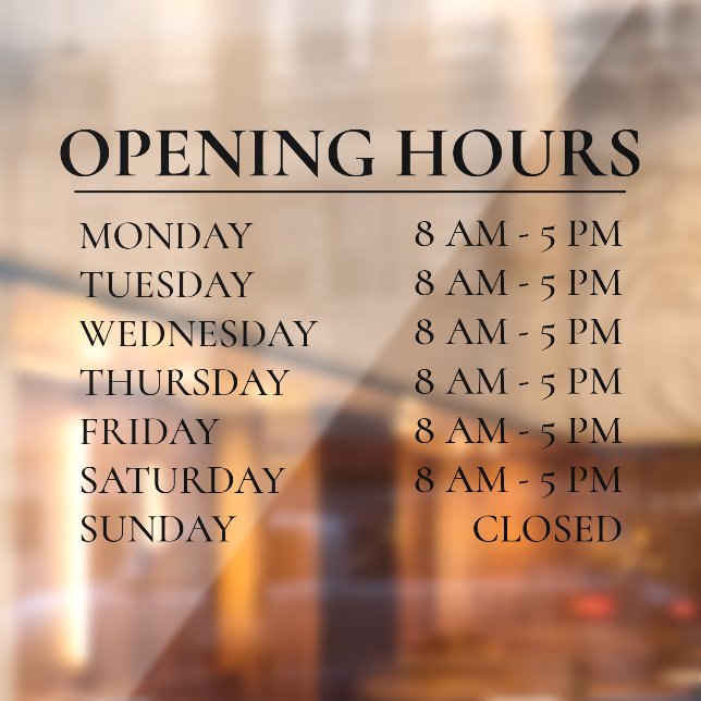 Autocollant Pour Fenêtre Heures d'ouverture | Business Time Open Black Sign (Feuille 2)