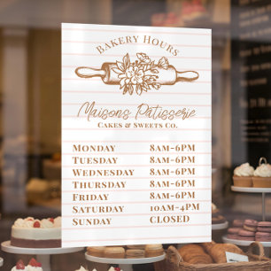 Autocollant Pour Fenêtre Heures d'ouverture de la boulangerie au rouleau à