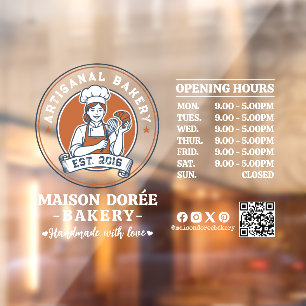Autocollant Pour Fenêtre Heures d'ouverture de la boulangerie-pâtisserie-tr