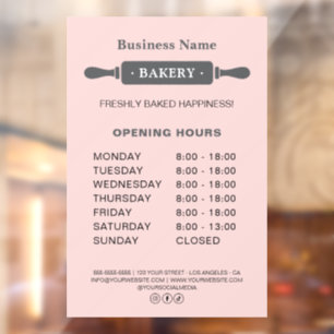 Autocollant Pour Fenêtre Heures d'ouverture de la boulangerie Rouleau à pât