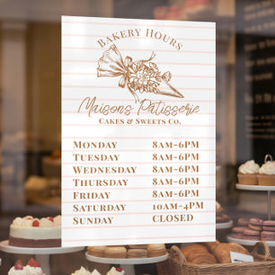 Autocollant Pour Fenêtre Heures d'ouverture de la boutique de boulangerie à