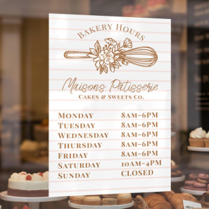Autocollant Pour Fenêtre Heures d'ouverture de la boutique de boulangerie P