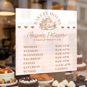 Autocollant Pour Fenêtre Heures d'ouverture de la boutique de pâtisserie de