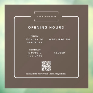 Autocollant Pour Fenêtre Heures d'ouverture de la boutique de vente au déta