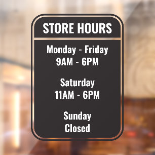 Autocollant Pour Fenêtre Heures d'ouverture de la vitrine adhésive pour mag