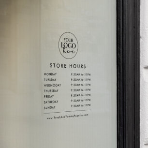 Autocollant Pour Fenêtre Heures d'ouverture de magasin avec logo d'entrepri