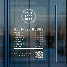 Autocollant Pour Fenêtre Heures d'ouverture de magasin en entreprise Code Q