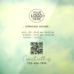 Autocollant Pour Fenêtre Heures d'ouverture de magasin Logo Minimaliste Sim