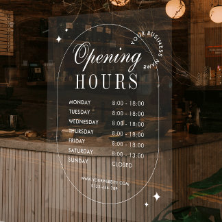 Autocollant Pour Fenêtre Heures d'ouverture d'entreprise tendance minimalis
