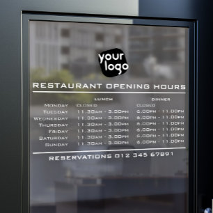 Autocollant Pour Fenêtre Heures d'ouverture du déjeuner et du dîner avec lo