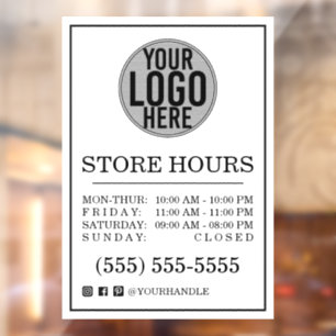 Autocollant Pour Fenêtre Heures d'ouverture du magasin de logos d'entrepris
