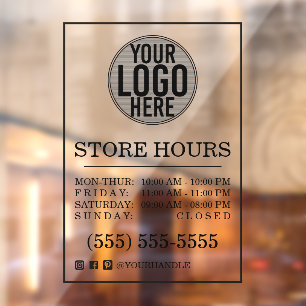 Autocollant Pour Fenêtre Heures d'ouverture du magasin de logos d'entrepris