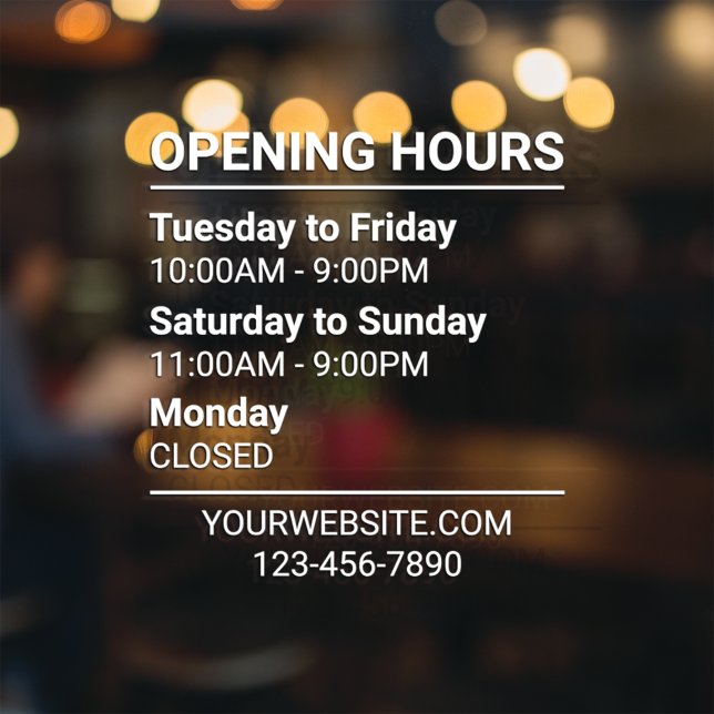Autocollant Pour Fenêtre Heures d'ouverture du magasin sur 3 rangées Pannea (Créateur téléchargé)