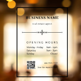 Autocollant Pour Fenêtre Heures d'ouverture du QRCode du bureau professionn