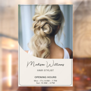Autocollant Pour Fenêtre Heures d'ouverture du salon de coiffure
