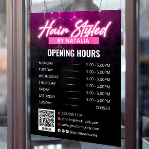 Autocollant Pour Fenêtre Heures d'ouverture du salon de coiffure Élégant No