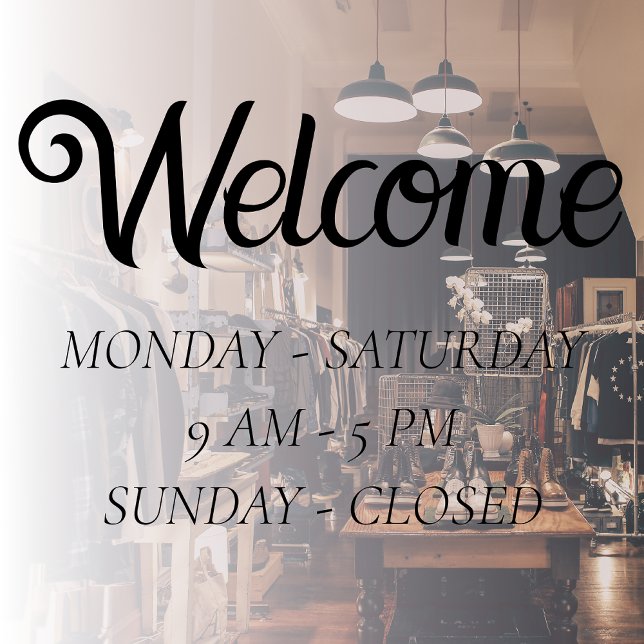 Autocollant Pour Fenêtre Heures d'ouverture élégantes | Ouverture de l'heur (Créateur téléchargé)