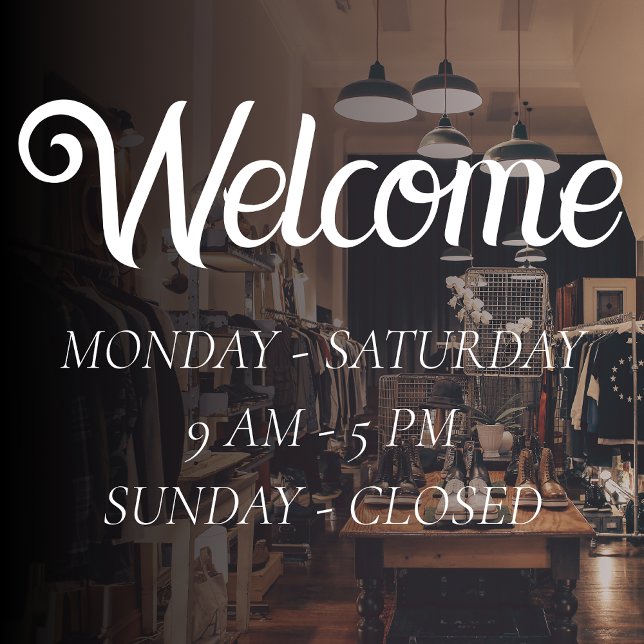 Autocollant Pour Fenêtre Heures d'ouverture élégantes | Ouverture de l'heur (Créateur téléchargé)