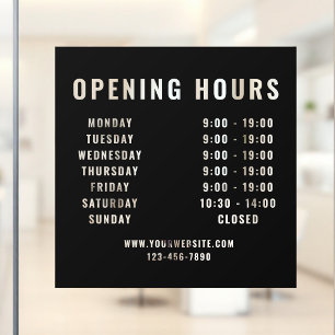 Autocollant Pour Fenêtre Heures d'Ouverture Entreprise Moderne Minimaliste 