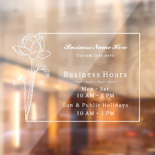 Autocollant Pour Fenêtre Heures d'ouverture Floral Lotus Simple Élégant Ent