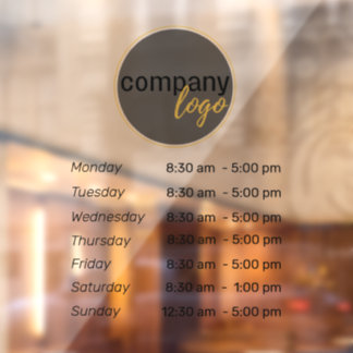 AUTOCOLLANT POUR FENÊTRE HEURES D'OUVERTURE JOURS ET HEURES LOGO ENTREPRISE