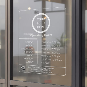 Autocollant Pour Fenêtre Heures d'ouverture Logo de l'entreprise Code QR tr