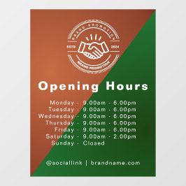 Autocollant Pour Fenêtre Heures d'Ouverture | Logo Entreprise Horaires d'Ou