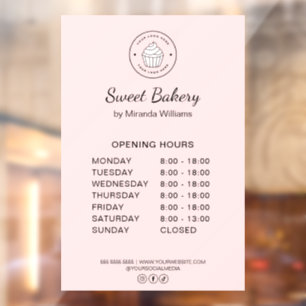 Autocollant Pour Fenêtre Heures d'Ouverture Logo Personnalisé Boulangerie R