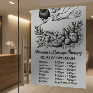 Autocollant Pour Fenêtre Heures d'ouverture Massage Thérapie Mains de Guéri