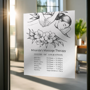Autocollant Pour Fenêtre Heures d'ouverture Massage Thérapie Mains de Guéri
