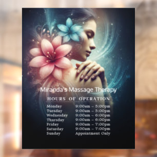 Autocollant Pour Fenêtre Heures d'ouverture Massage Thérapie Mains guérisse