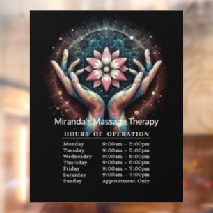 Autocollant Pour Fenêtre Heures d'ouverture Massage Thérapie Mains guérisse