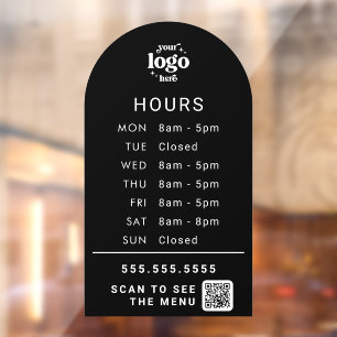 Autocollant Pour Fenêtre Heures d'ouverture personnalisées avec logo de mag