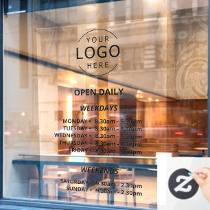 Autocollant Pour Fenêtre Heures d'ouverture quotidiennes de votre magasin E