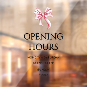 Autocollant Pour Fenêtre Heures d'ouverture Ruban Rose Petite Entreprise