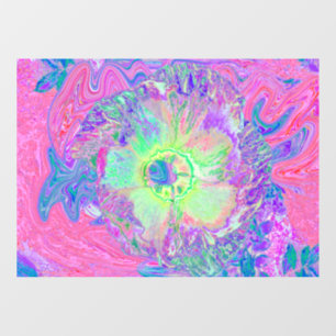 Autocollant Pour Fenêtre Hibiscus psychédélique à lèvre verte et violette