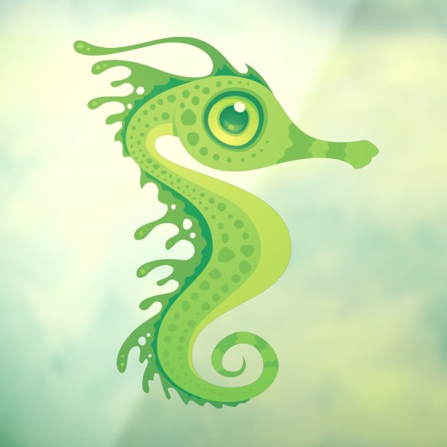 Autocollant Pour Fenêtre Hippocampe de dragon de mer verdoyant (Feuille 3)