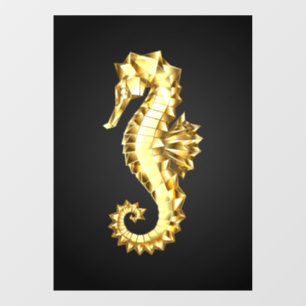 Autocollant Pour Fenêtre Hippocampe Polygonal Or